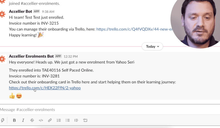 Get Notified in Slack when a student enrols