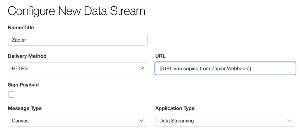 Configure a new data stream