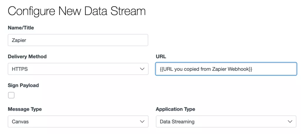 Configure a new data stream