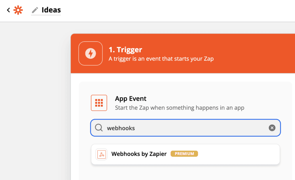 Select Webhooks by Zapier