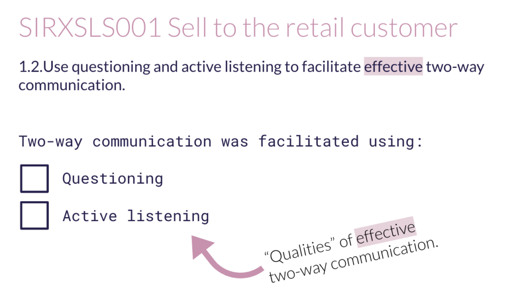 1.2.Use questioning and active listening to facilitate effective two-way communication. Two-way communication was facilitated using: Questioning Active listening